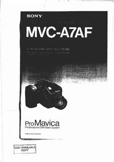 Sony MVC A 7 AF manual. Camera Instructions.